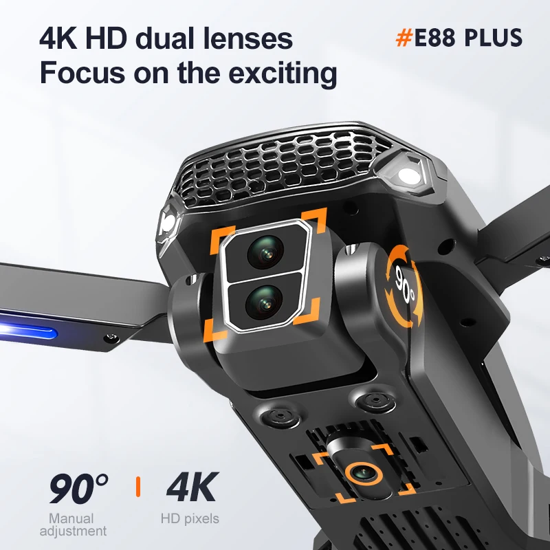 New E88 Plus Quadcopter Drone: - Drone Gimbal Brushless 评论和价格