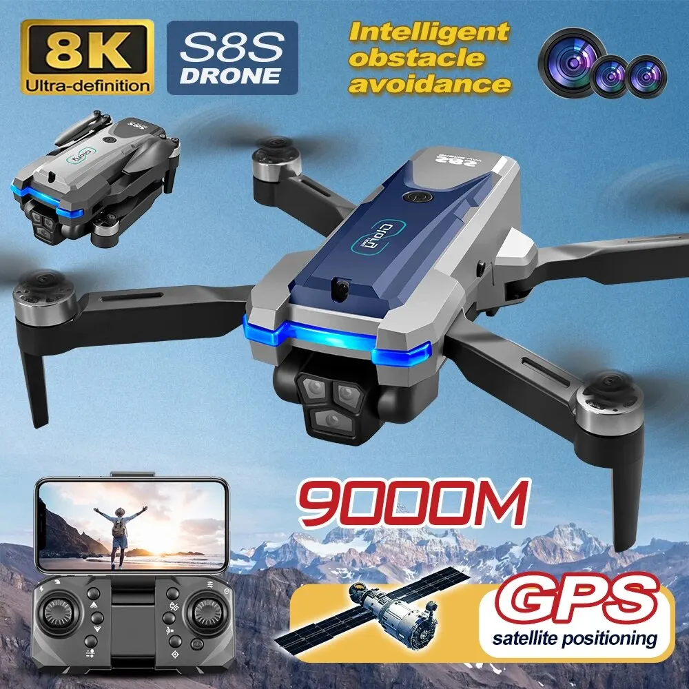 S8S GPS Drone 5G Wifi 8K HD Du - Drone Gimbal Brushless 评论和价格